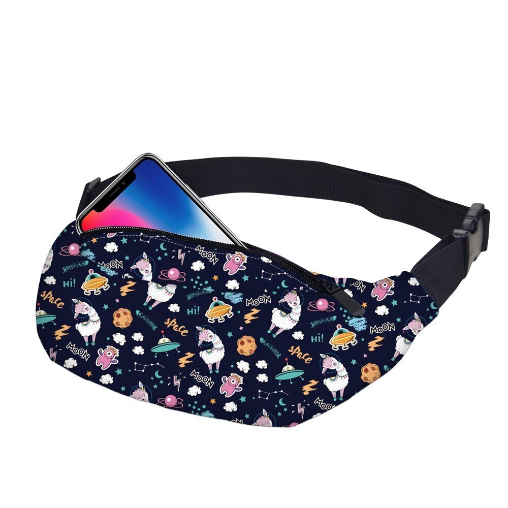 Deanfun Printing Space UFO Alpaca Fanny Pack Woman Waterproof Llama Waist Pack Man Bum Bag Women for Travel YB-49