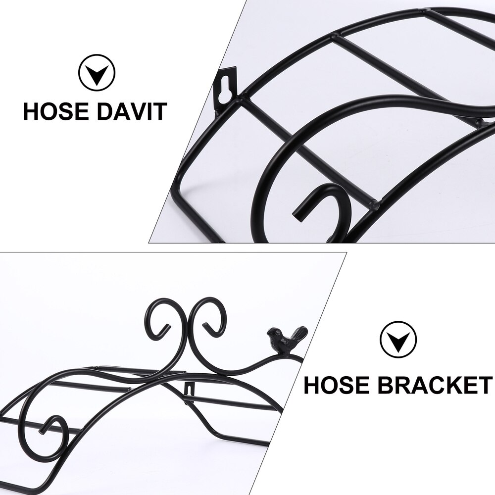 Wall Mounted Garden Hose Storage Holder Hanging Hose Storage Rack (Black)