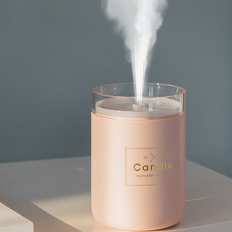 280ml ultralyd luftfugter stearinlys romantisk blødt lys usb æterisk olie diffusor bilrenser aroma anion tåge maker