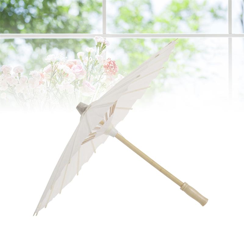 4 pièces papier blanc Parasol parapluie chinois japonais papier parapluie décoration de mariage (diamètre 30cm, poignée de parapluie aléatoire)