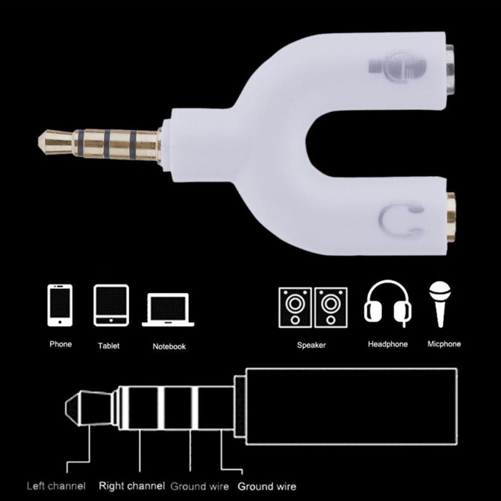 1PC Dual 3,5 MM U Typ Adapter Kopfhörer Stecker Audio Kabel Splitter Mikrofon 2 in 1 Schwenk Stecker jack Stecker Adapter