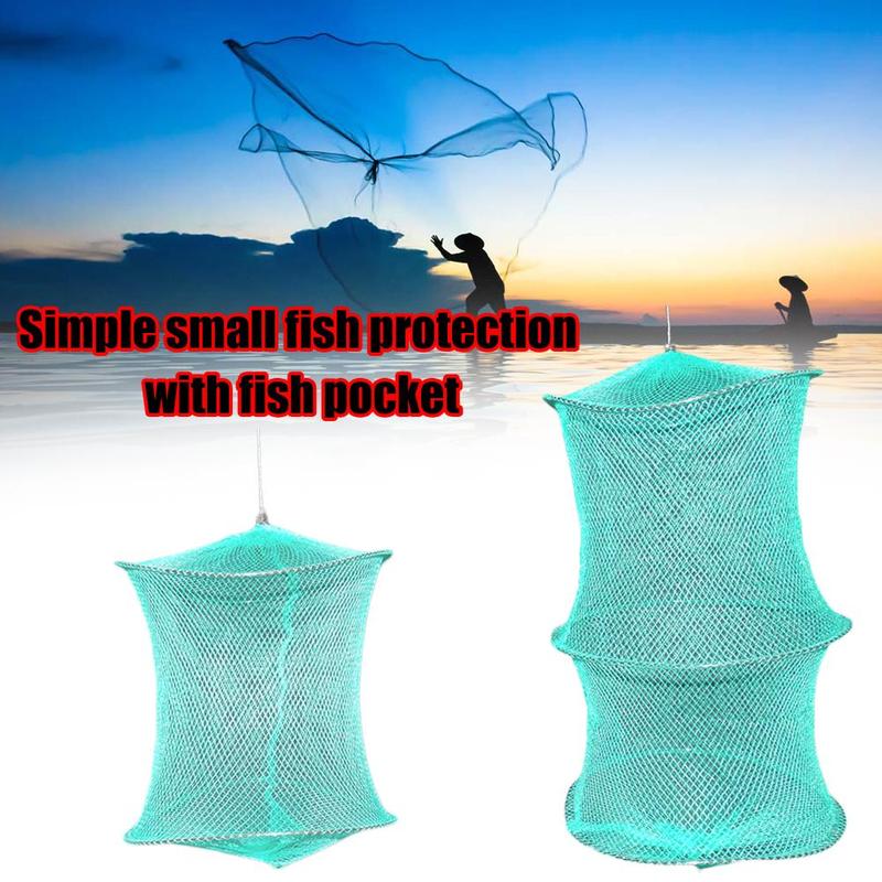 1Pc Portable Folding Fishing Net Trap Zipper Fish Shrimp Crab Dip Net Cage Fishing Trap Net Simple Fishing Gear