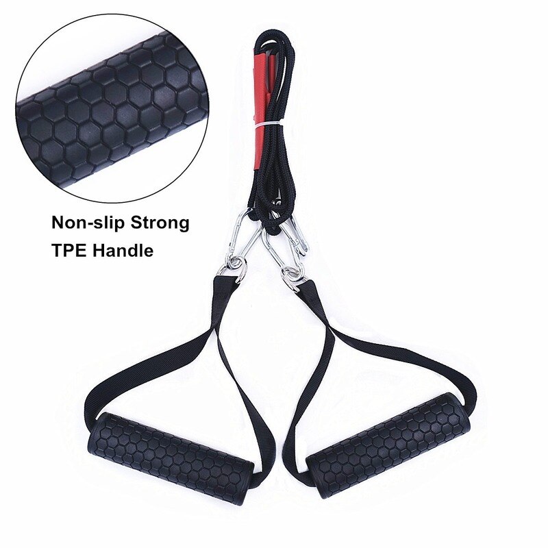 Multifunction Gym Cable Machine Handles Tricep Press Pulldown Attachment with Durable Heavy Double D-Rings Super Strong Webbing