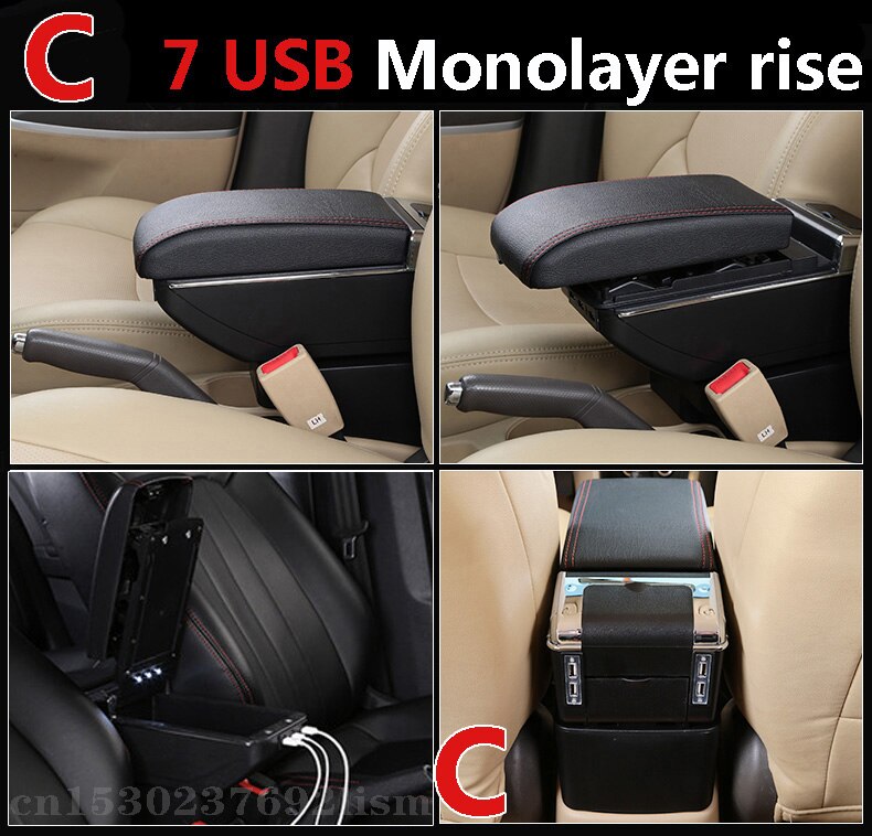 Voor opel astra g armsteun box centrale opslag inhoud box accessoires usb-interface: C zwarte rode lijn