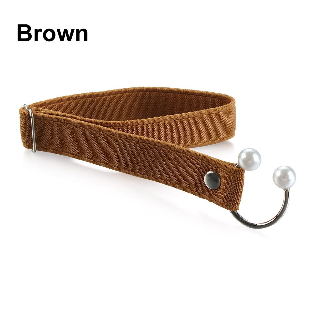 Correa elástica para zapatos de tacón alto para mujer, correa ajustable con perlas en forma de U, cordón elástico anticaída, accesorios para zapatos, 1 par: brown