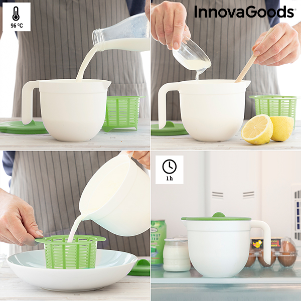 Moule pour fabrication de fromage frais, avec manuel et recettes, Freashy InnovaGoods