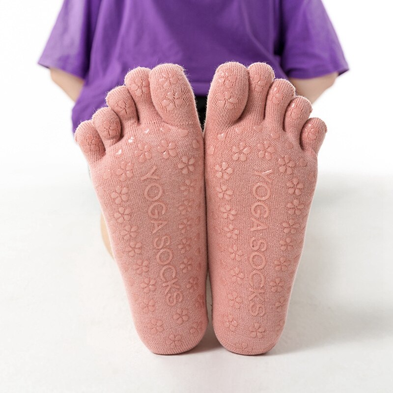 Calcetines de Yoga sin punta para mujer, antideslizantes, de secado rápido, con amortiguación, para Pilates, de buen agarre, de algodón suave, deportivos, de cinco dedos