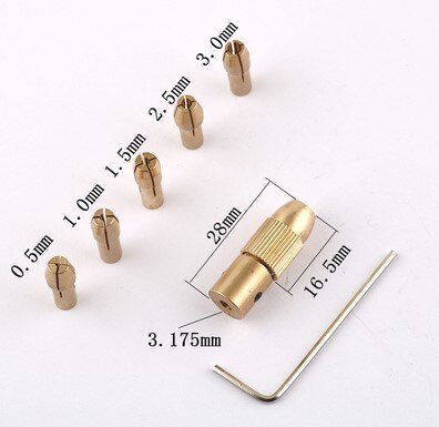 7pcs/set Mini DIY electric drill chuck collet Small Motor copper collet: 3.175mm
