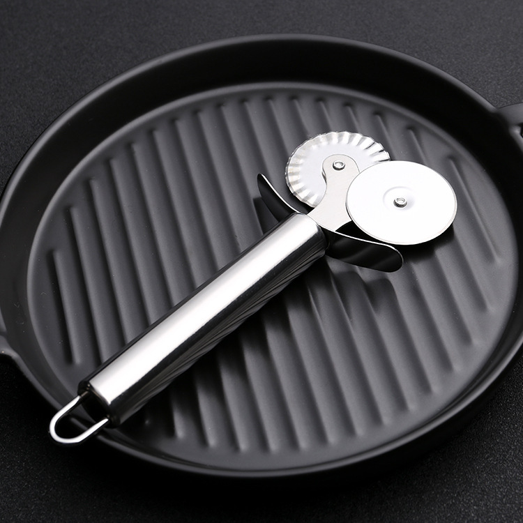 Stainless Steel Dual Wheels Pasta Cutter Maker Dough Slicer Pastry Ravioli Pizza Cutters Noodle Making Tools