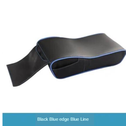 Leren auto armsteun kussen auto middenconsole stoel armleuningen box covers bescherming hand verhoging steunen accessoires: Zwartblauw