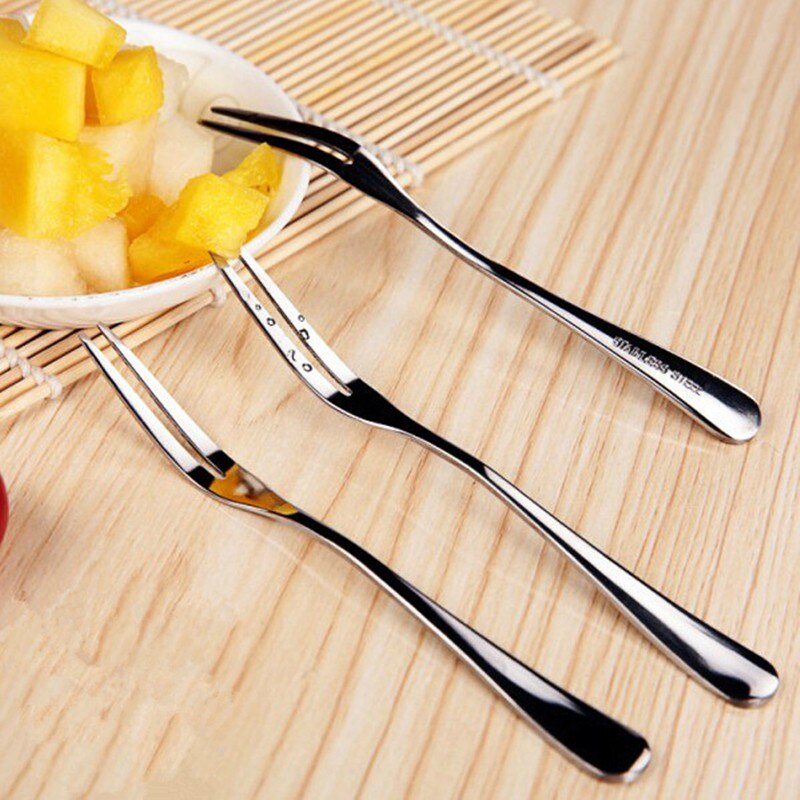 Techome 10 stuks/partij 13cm roestvrijstalen fruit vorken voor restaurant cafetaria thuisfeest dessert vork mooie fruit vork servies