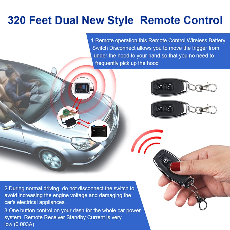 Remote Control Universal 12v Car Battery Switch Disconnect Cut Off With Voltmeter Power Master Switches Isolator + Gloves