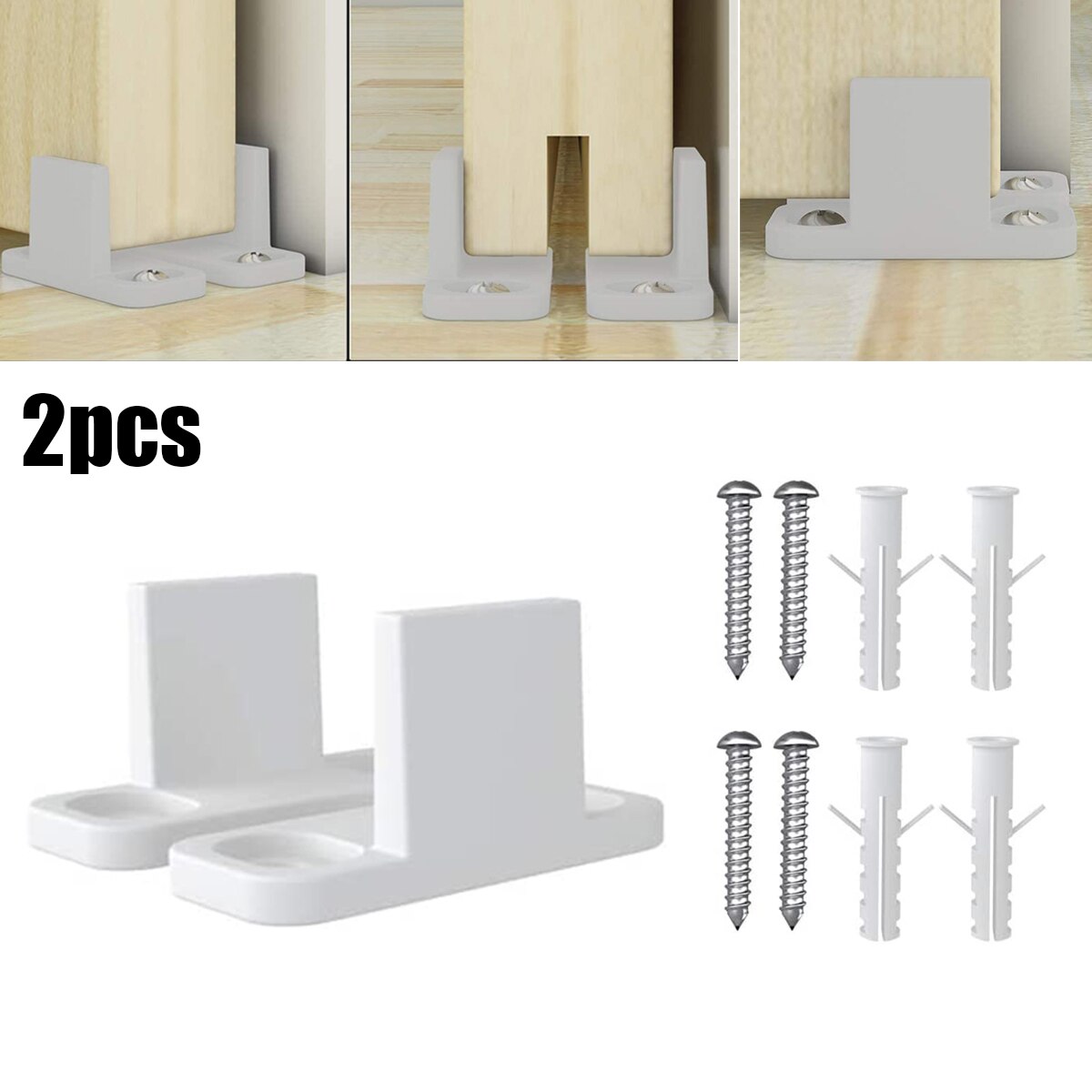 2pcs Plastic Sliding Bottom L-Guide Floor Guide Replacement For Sliding Barn Door Hardware Clip Door Hardware Accessories