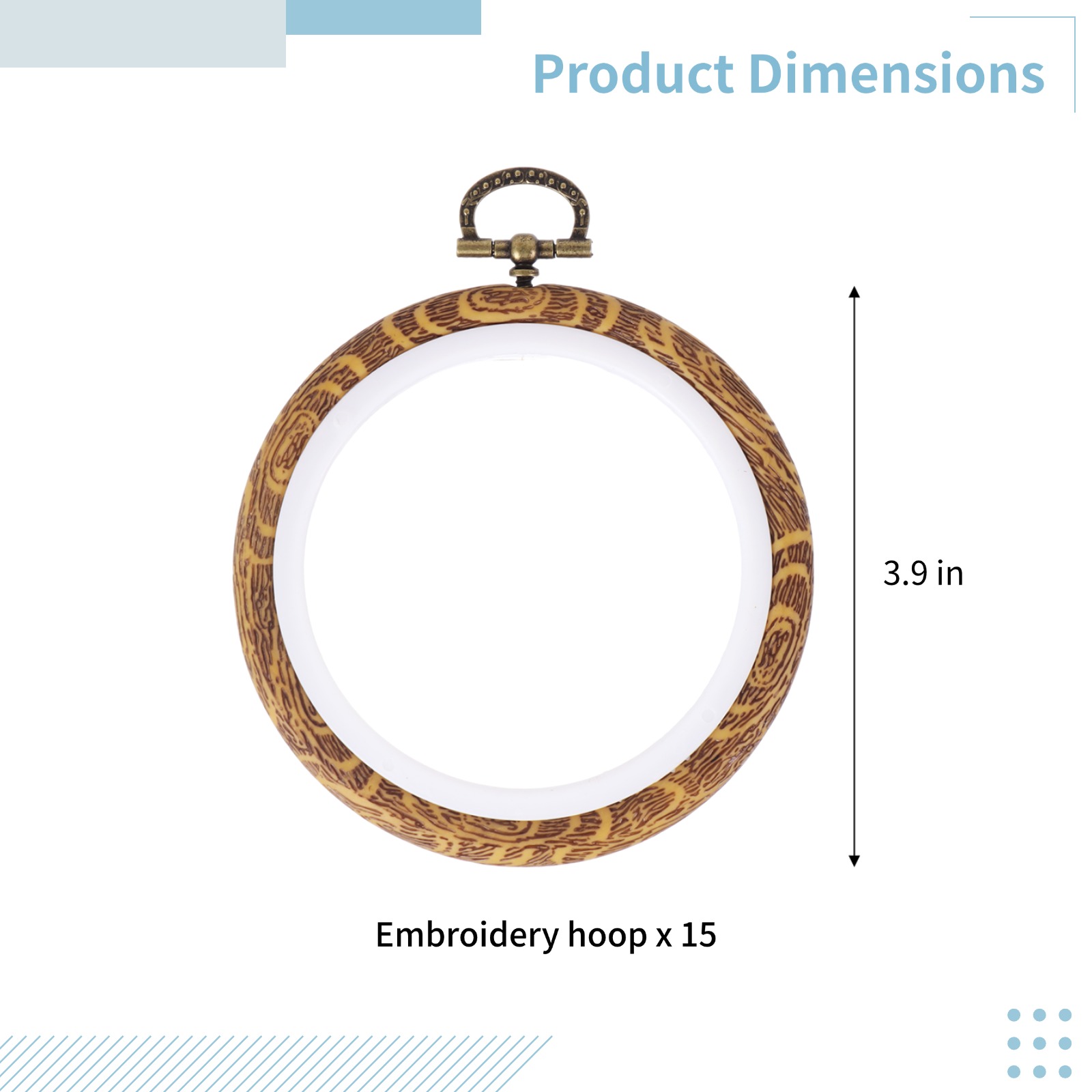 15Pcs/Set Round Embroidery Hoops Circle Rubber Hoops Rings Embroidery Cross Stitch Frame Kits for Craft Sewing DIY Hanging
