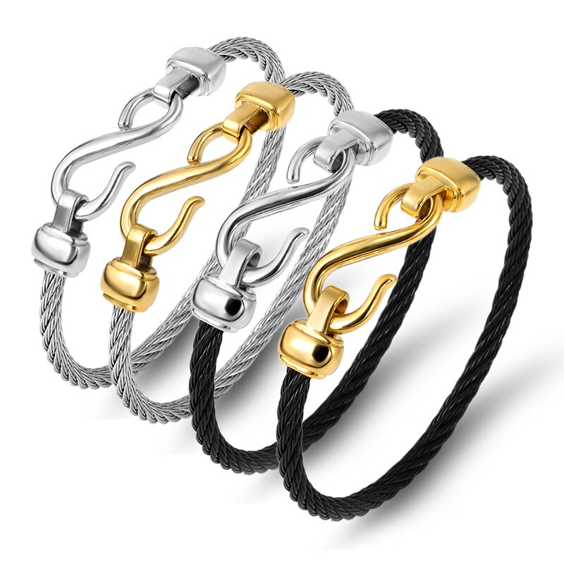 Goud Kleur Titanium Stalen Armband Haken Mode-sieraden Infinity Liefde Charm Armbanden Bangles Voor Vrouwen Paar