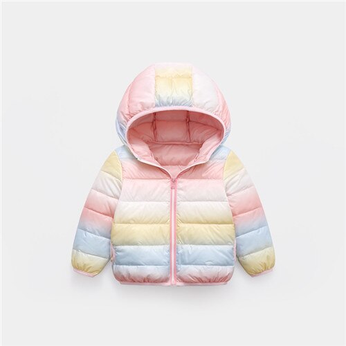 filles bébé vêtements garçons automne et hiver enfants doudoune garçons et filles arc-en-ciel doudoune veste: Rose / 12M