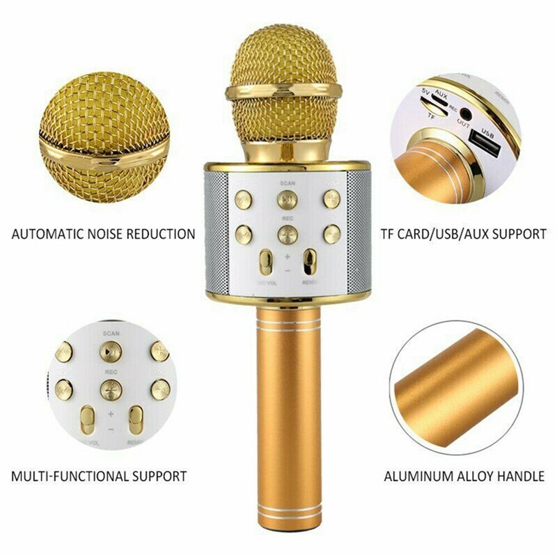 Kannettava bluetooth langaton karaoke mikrofoni puhelin soitin mikrofoni kaiutin tallentaa musiikkia ktv mikrofoni