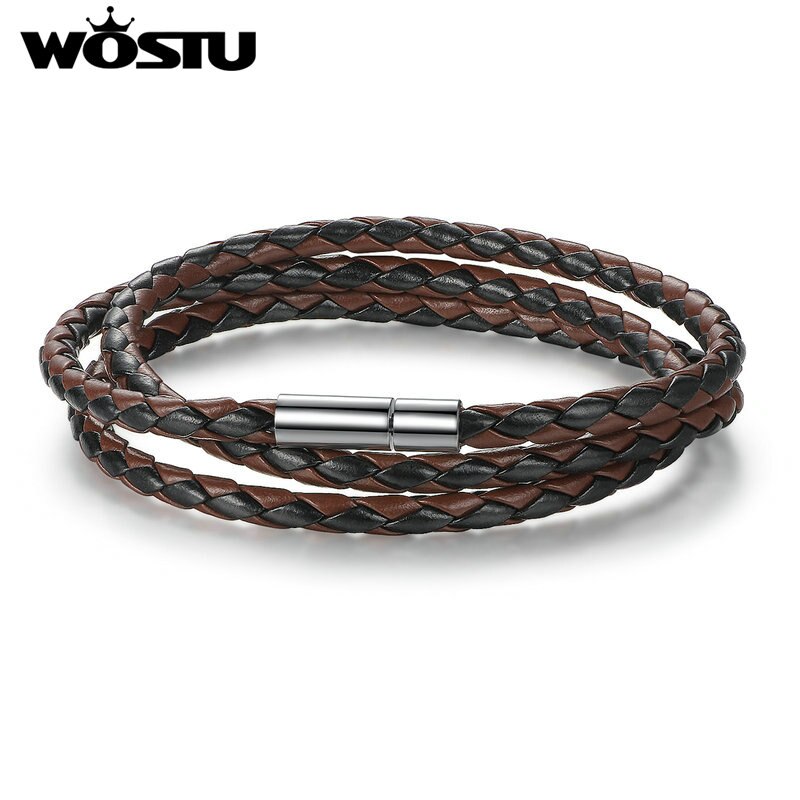 WOSTU 6 Color 60CM PU Leather Wrap Bracelet With Magnet Clasp Jewelry For Women Men Pulseira