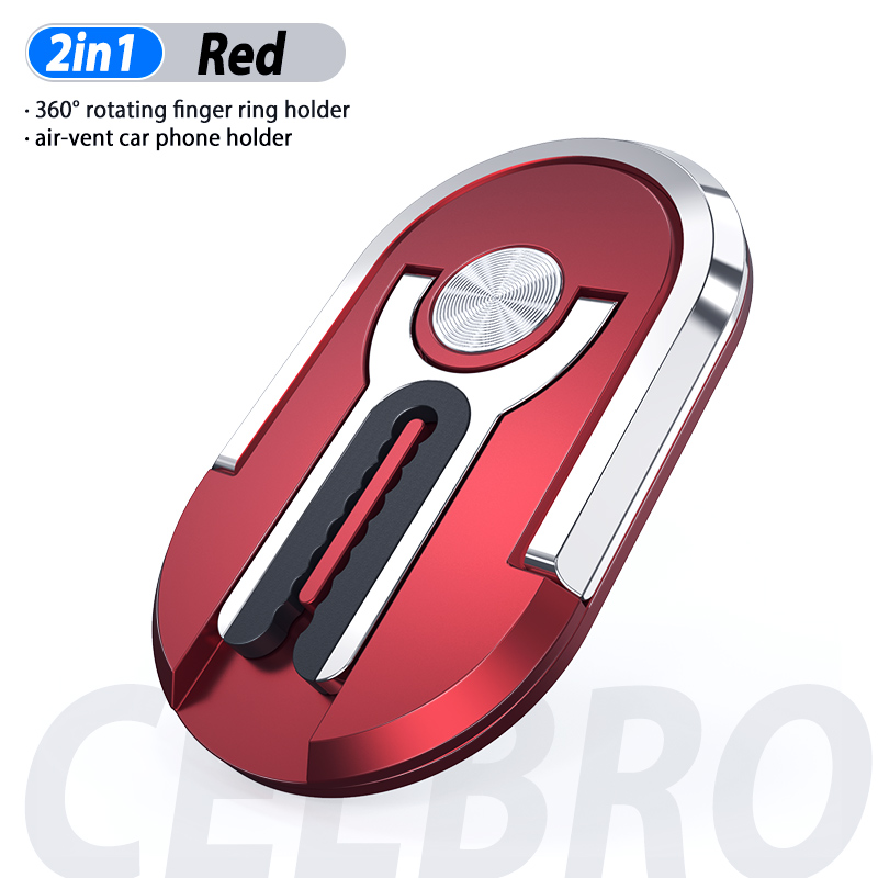 Mehrzweck Handy Halter 360 Grad Rotation Auto Air Vent Halterung Ständer Magnetische Finger Ring Telefon Halter Halterung Unterstützung: Red