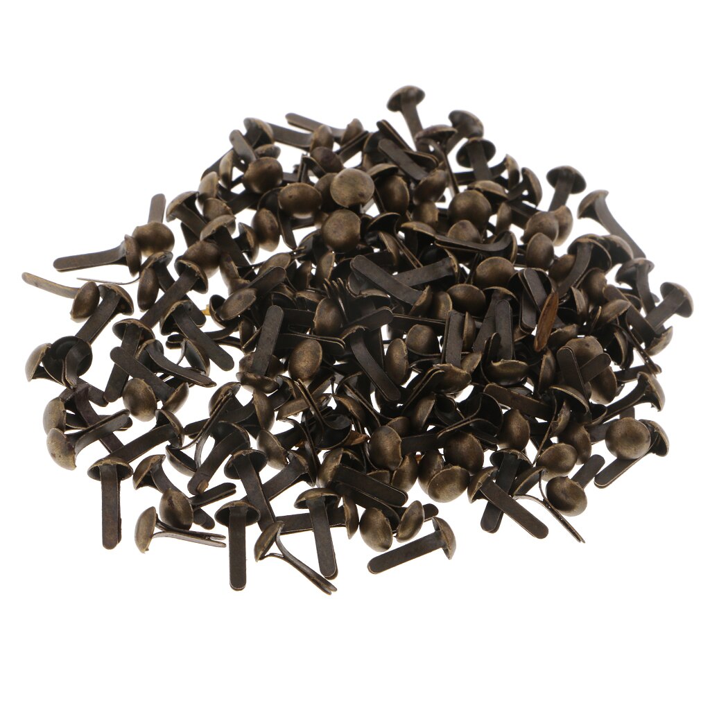 200 mini brads ronde metalen papierklemmen pastel brads voor kunst knutselproject: Bronzen