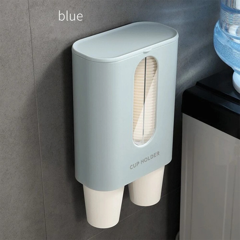 Portavasos desechable, dispensador de vasos para el hogar, dispensador de agua, portavasos a prueba de polvo, tubo montado en la pared, estante de almacenamiento de vasos de papel: Borgoña