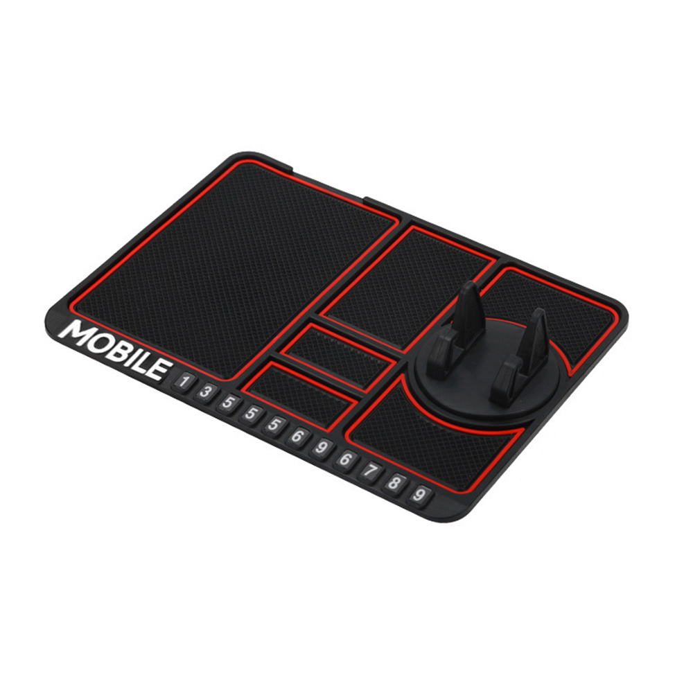 Silicone Car Anti-Slip Mat Auto Phone Holder Sticky Anti Slide Dash Phone Mount Parking Number Card Car Pad Mat Car Mat: Red