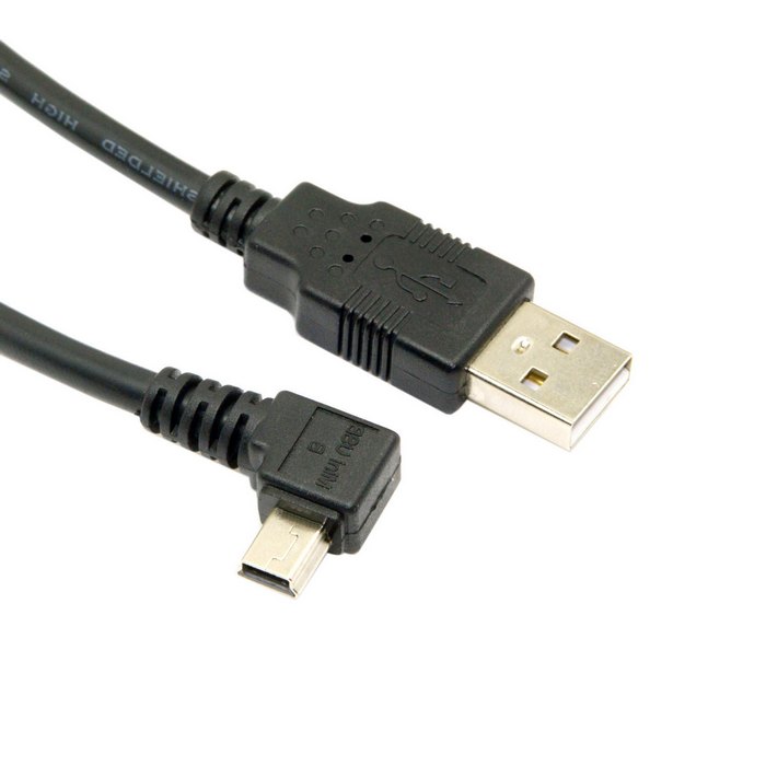 Mini usb b type 5 ben han venstrevinklet 90 grader til usb 2.0 han datakabel 50cm 180cm usb mini-b vinkelkabel 0.5m 1.8m 6ft