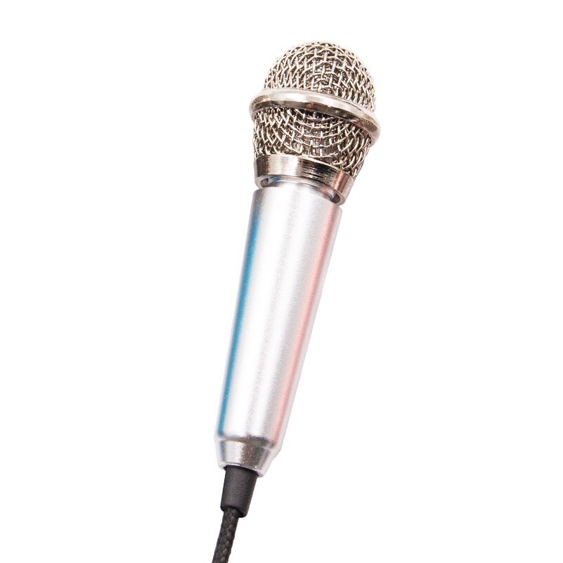 Micrófono Mini Jack de 3,5mm, micrófono de mano para ordenador, iPhone, ipad, karaoke: Plata