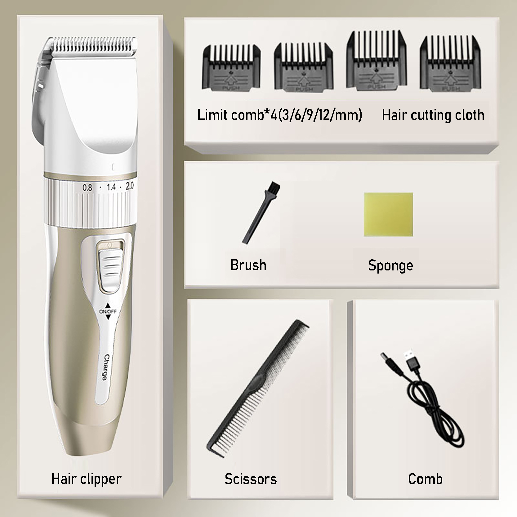 Elektrisches Haarschneidemaschinen-Set für zu Hause, geräuscharmer und langer Akkulaufzeit-Haarschneider, wiederaufladbarer USB-Rasierer und Haarschneidewerkzeug.: YELLOW
