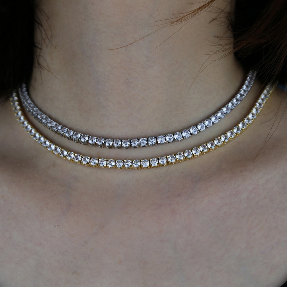 Corrente zircônia cúbica 4mm, gargantilha adorável colares gelado fora hip hop mulheres jóias bling 5a cz pedra colar de tênis,