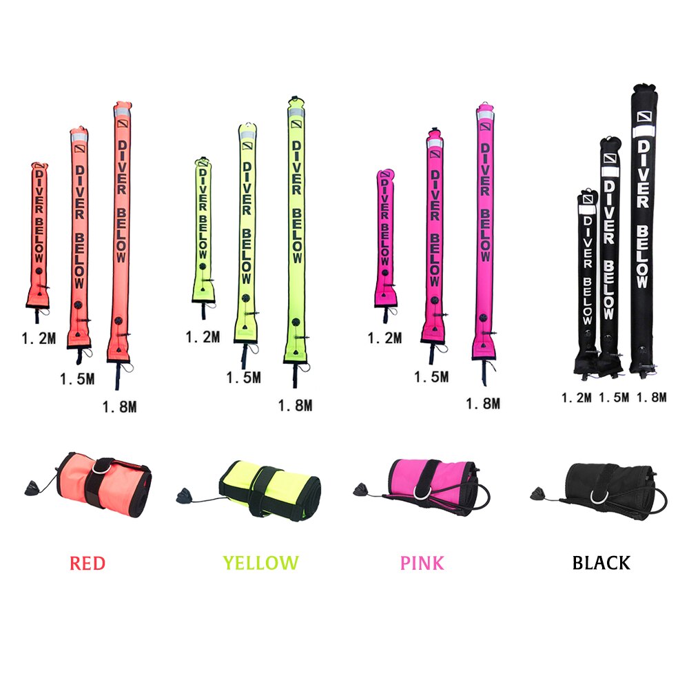 DIVING SMB 1.2m 1.5m 1.8m Buoy Colorful Visibility Safety Inflatable Scuba Diving SMB Surface Signal Marker Buoy Accessory