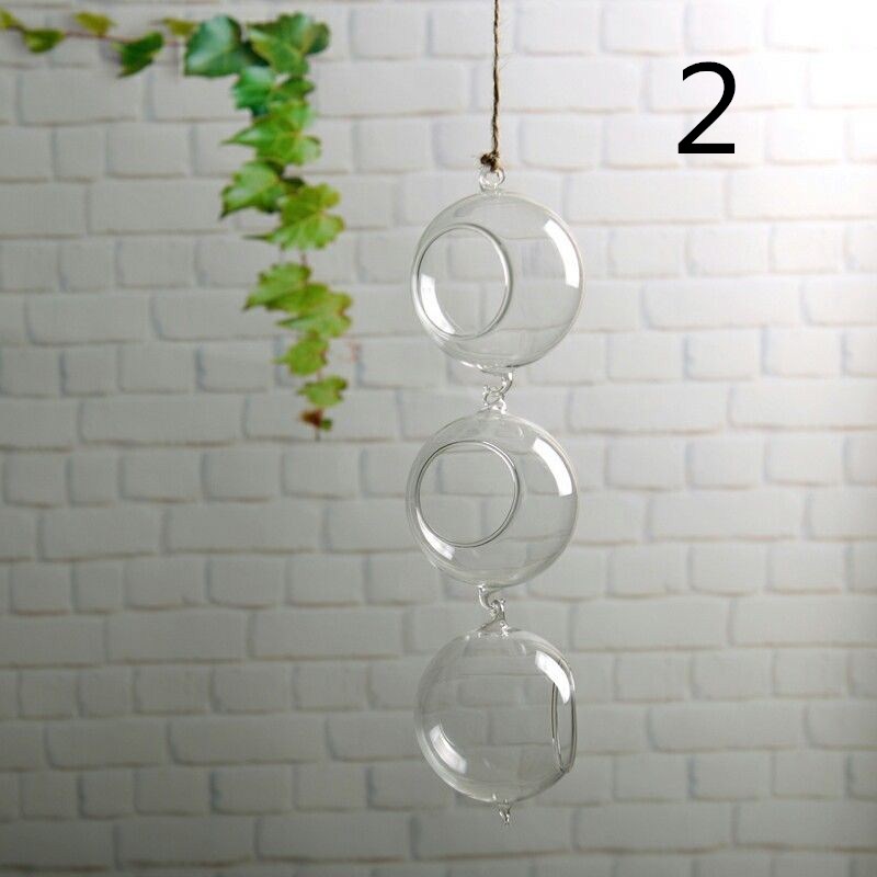 Hjem hage klart glass blomst hengende plante vase planter terrarium container: 2