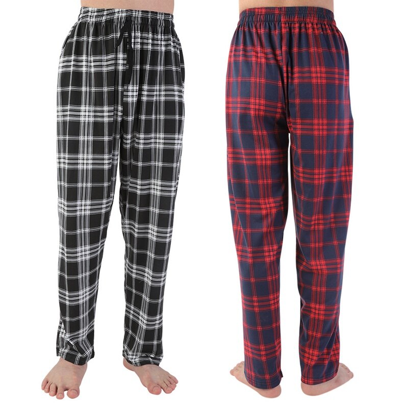 Pantalon de pyjama à carreaux en coton pour hommes et femmes, bas de nuit, unisexe, décontracté, grande taille
