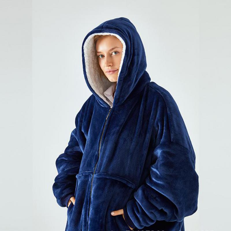 Peignoir doux et à capuche pour femme, vêtements épais à fermeture éclair, vêtements de nuit Homerobe