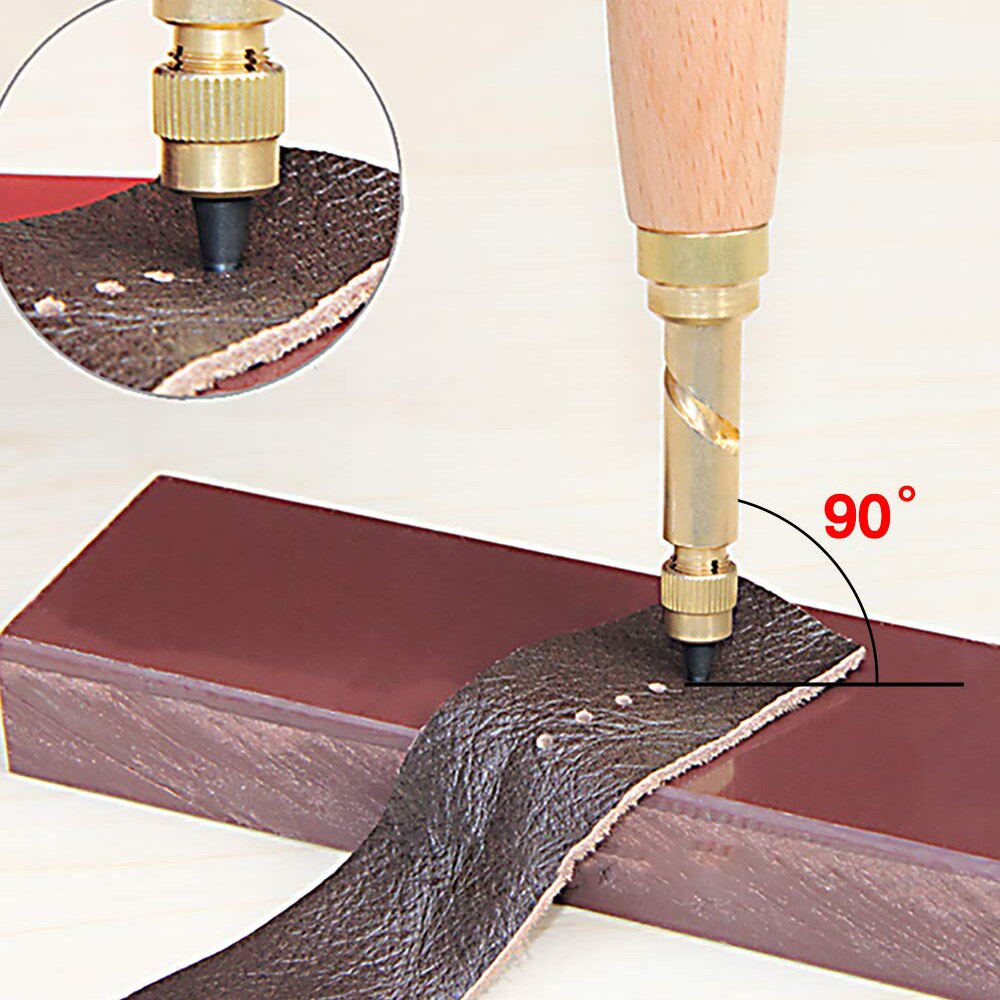 Cinturones automáticos de tornillo a golpe, punzonadora rotativa silenciosa de acero, orificios de cinturón, herramientas artesanales de cuero, cortador de agujeros, 6 puntas, 1,5