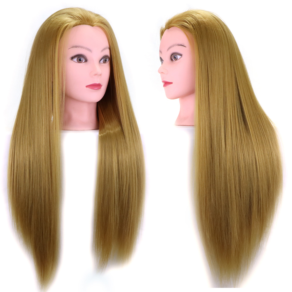 26 Inch Synthetic Hair Mannequin Head With Free Clamp Stand Hairdresser Training Manikin Cosmetology Doll Head For DIY Braid