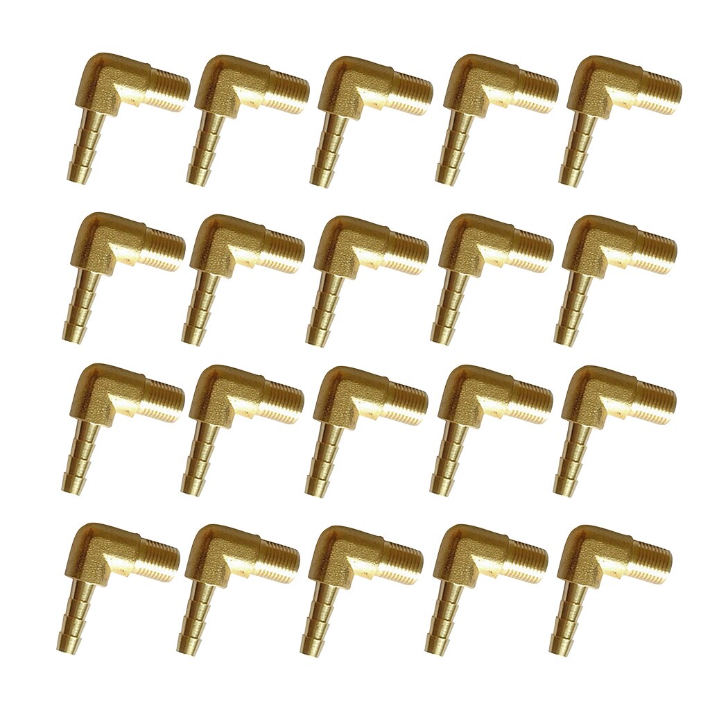 20 Pieces Right Angle Male Hose Connector Barb Air Gas Parts Connector