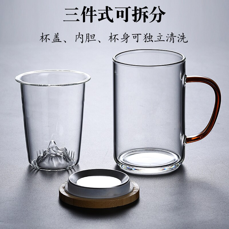 Glas Chinese Stijl Thee Mok Met Deksel Filter Koffie Kopjes Thee Set Mokken Bier Drinken Kantoor Mok Transparant Drinkware Glas cups Nieuw