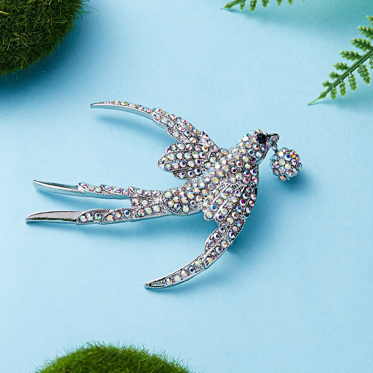Rinhoo – broche d'oiseau volant en strass pour femmes, perles rondes, Animal, colibri, Badge Corsage