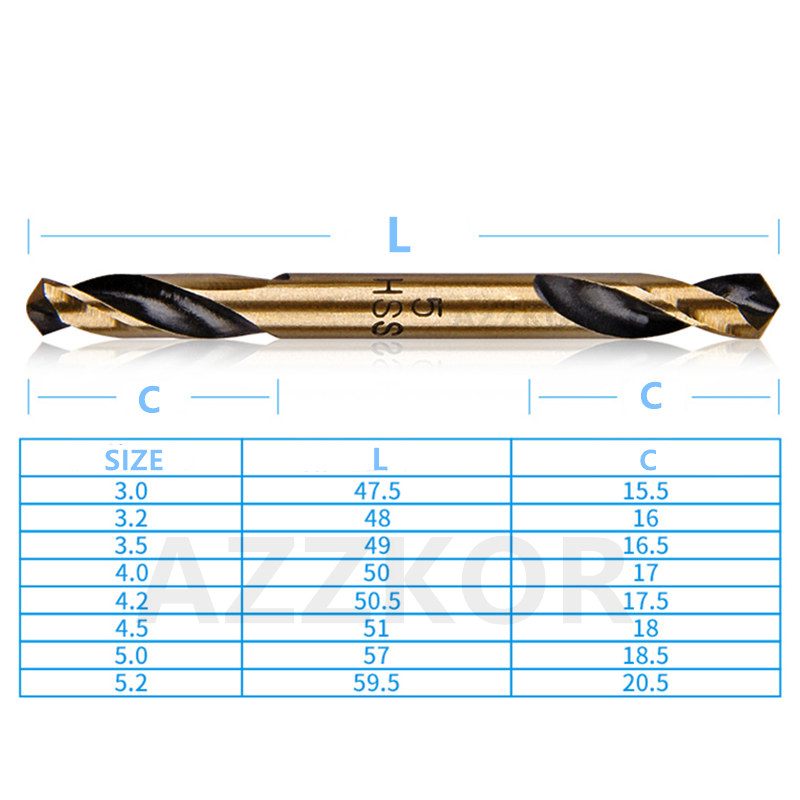 Double Edged Stainless Drill High Speed Steel Special Grinding Electric AZZKOR Cutter Machine 3.2mm/4.2mm/5.2mm Twist Drill 1pcs