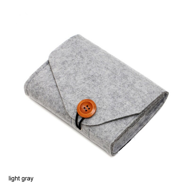 Wool Fiber Power Bank Storage Bag Mini Sofe Felt Pouch For Data Cable Mouse Travel Organizer Electronic Gadget Organizador Bag: light grey