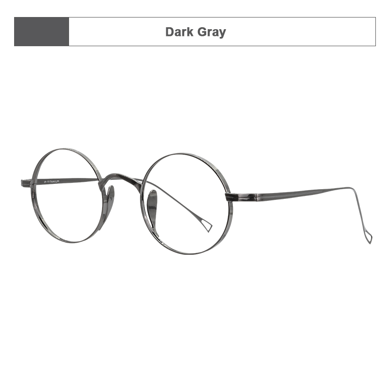 Montatura per occhiali rotondi in puro titanio stile coreano da uomo occhiali da vista ultraleggeri fatti a mano montature per occhiali di design di lusso: Grigio
