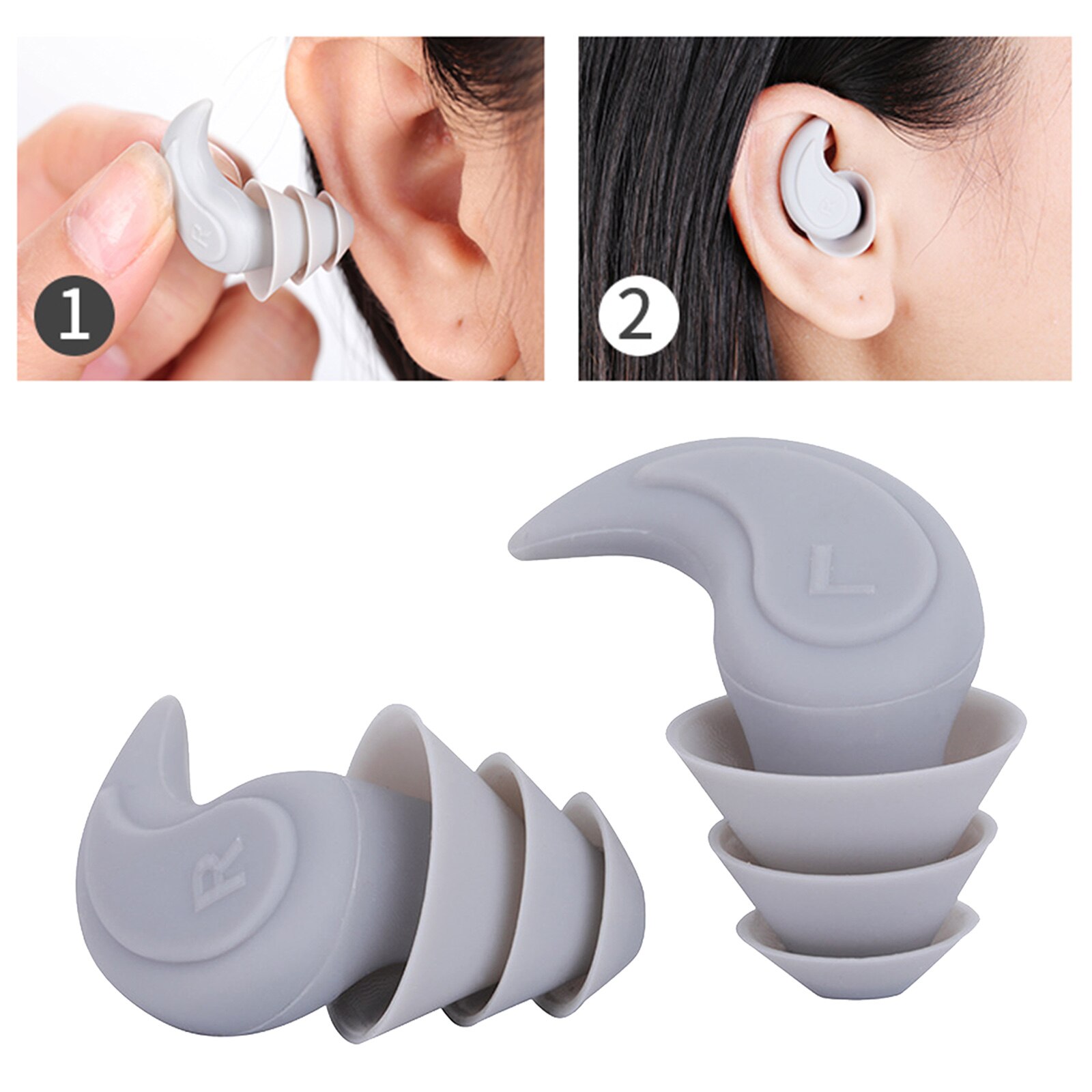 Silicone Noise Reduction Ear Plug Sound Blocking with Storage Case for Work
