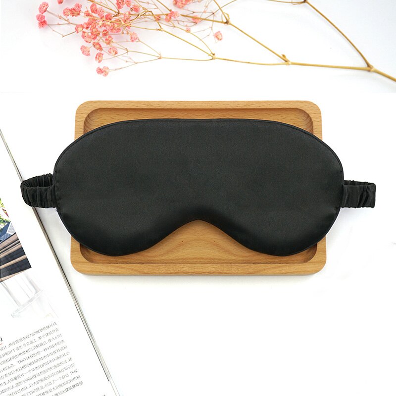 Máscara de sono de seda de amoreira natural para os olhos bandagem dupla face sombreamento dormir máscara de olho capa macia venda viagem resto: black
