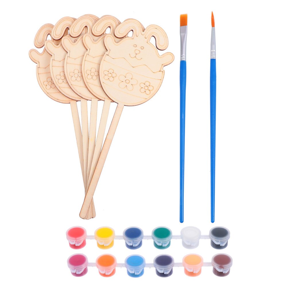 1 Set Indoor Easter DIY Wooden Signs Fun Painting Insert Decors (Egg): Rabbit