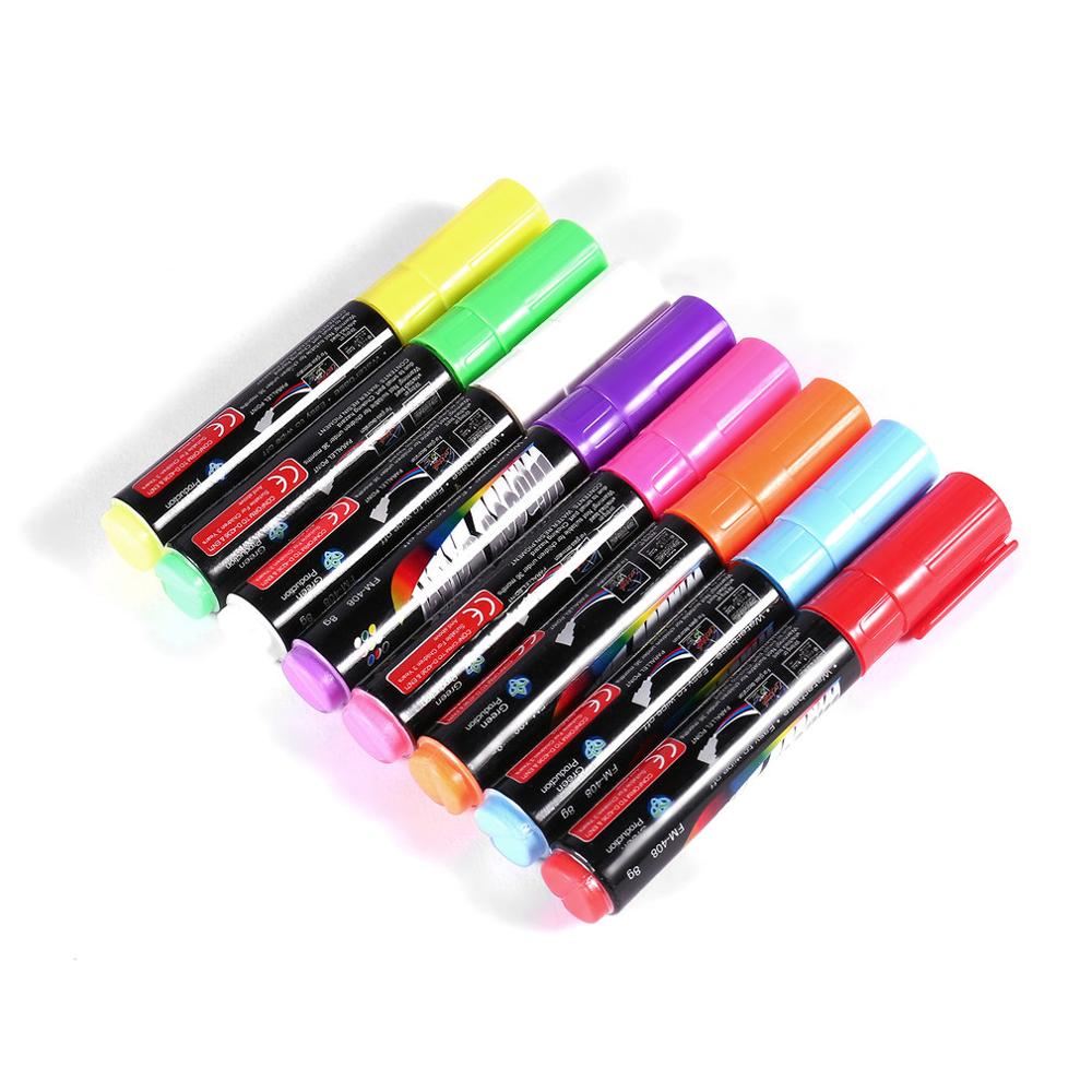 Marcador de tiza líquida fluorescente, 8 colores/caja, 8/10mm, para tablero para escribir el menú, letrero de ventana de vidrio
