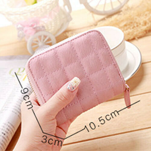 Vrouwen Dames Solid Folding Wallet Leather Zip Plaid Portemonnee Clutch Kleine Mini Kaarthouder Vrouwelijke Tas