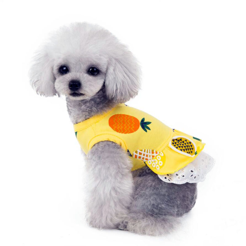 Zomer Hond Vest Rokken Kleding Puppy Hond Kat Jurken Kleding Zachte Katoenen Pet Dress Kleding Voor Kleine Middelgrote Honden Katten: Yellow Dress / L