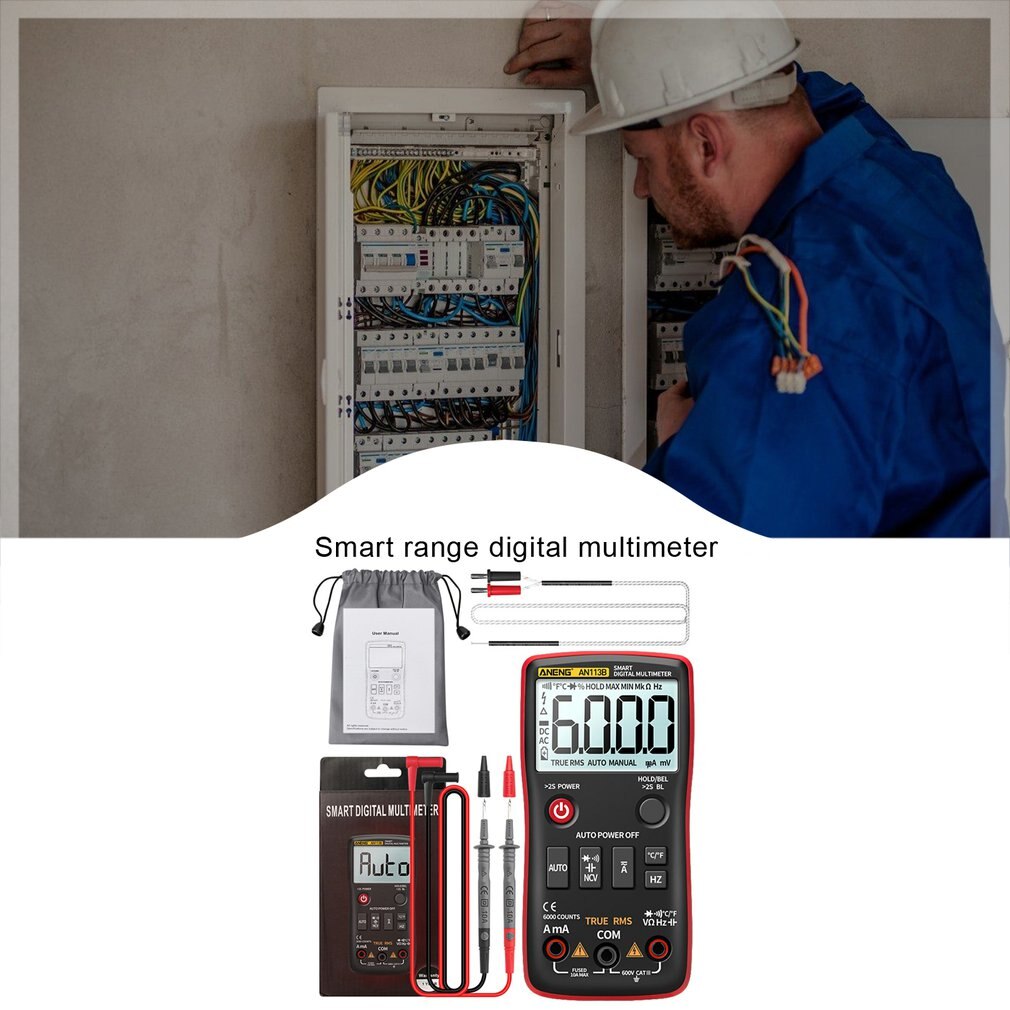 AN113B 6000 Count Multimeter Tester Volledig Intelligente Automatische Range Digitale Multimeter Transistor Voltmeter