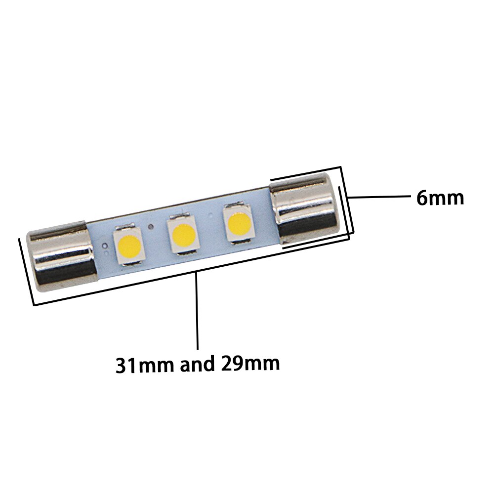 10X AC8V Voiture Feston 29mm 31mm Style LUMIÈRE LED Remplacer À Incandescence Lampe Fusible Ampoules 8V250mA S'adapte Vintage Stéréo Récepteurs Audio